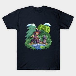 fishing day, magician fishing with his magical cat. T-Shirt